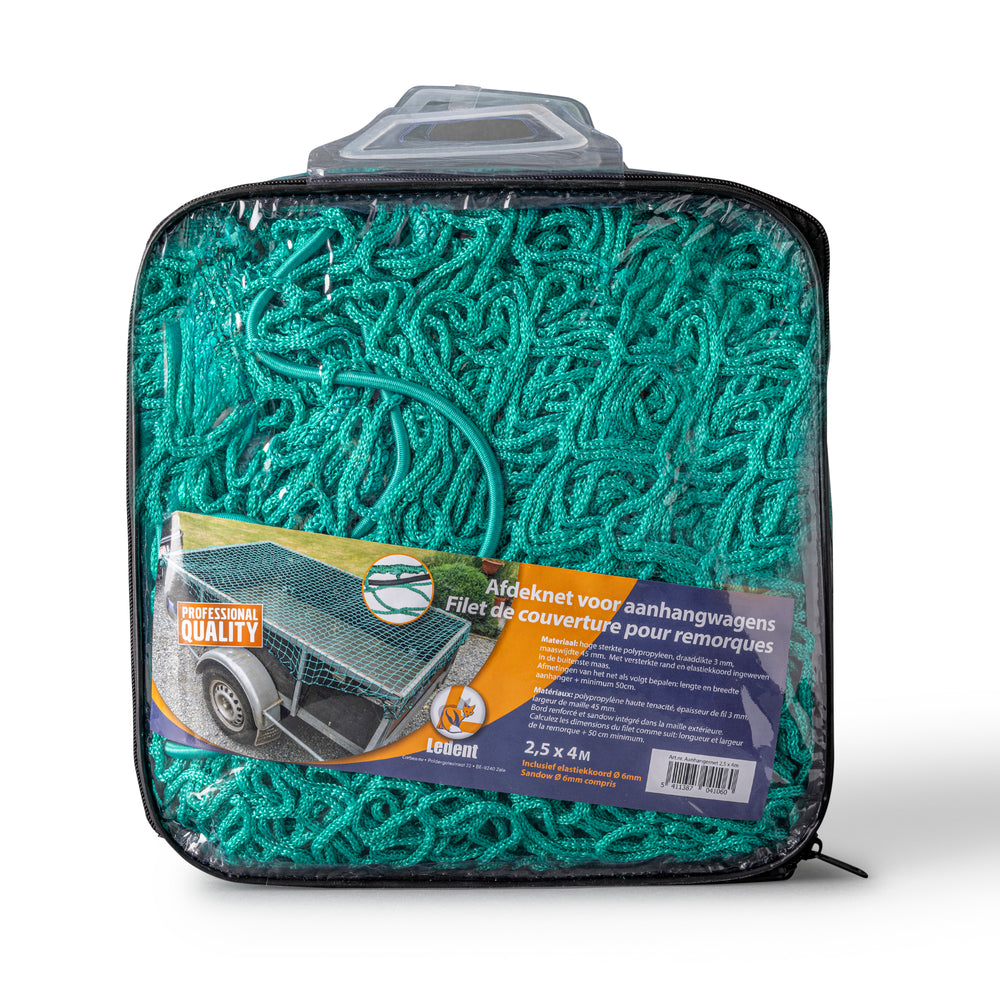 Trailer Net 2,5 × 4 m – knotless cover net with meshes, reinforced edge cord and interwoven elastic