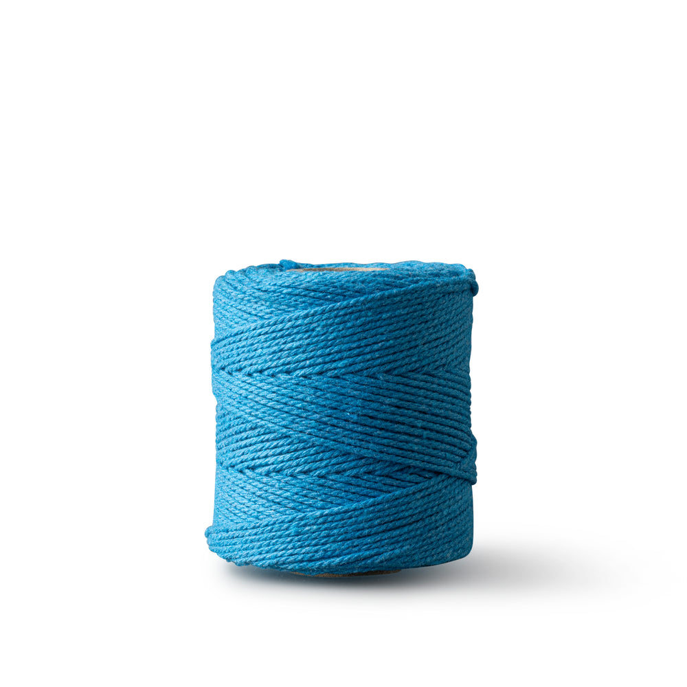 Macrame rope 1mm – ocean blue – 65m – double-twisted recycled cotton