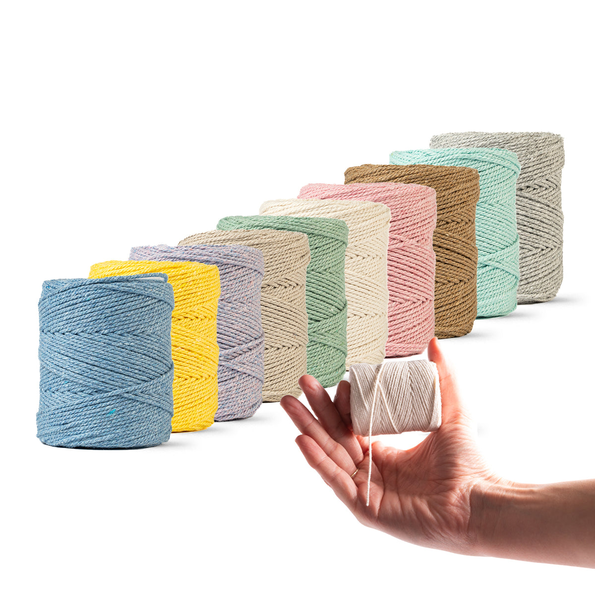 Macrame rope 1mm - pastel colours - 10x 65m - double-twisted recycled ...