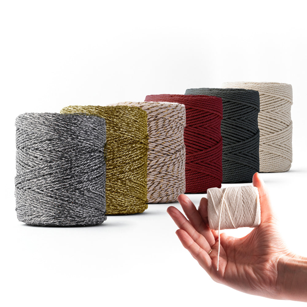 Macrame rope 1mm – festive colors – 6 x 65m – double-twisted recycled cotton