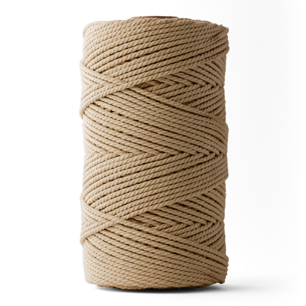 Macrame rope 3mm – brown – 120m – double-twisted recycled cotton