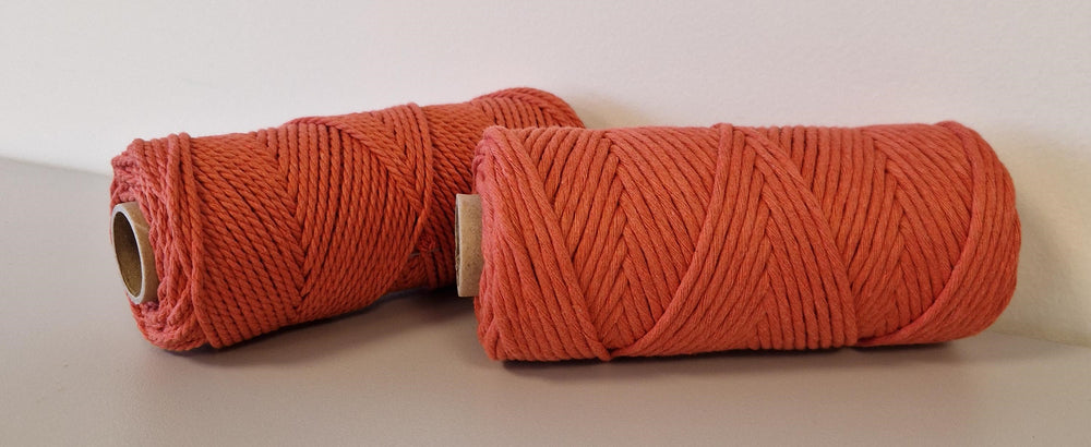 Macrame rope 3mm – terracotta – 120m – single-twist recycled cotton