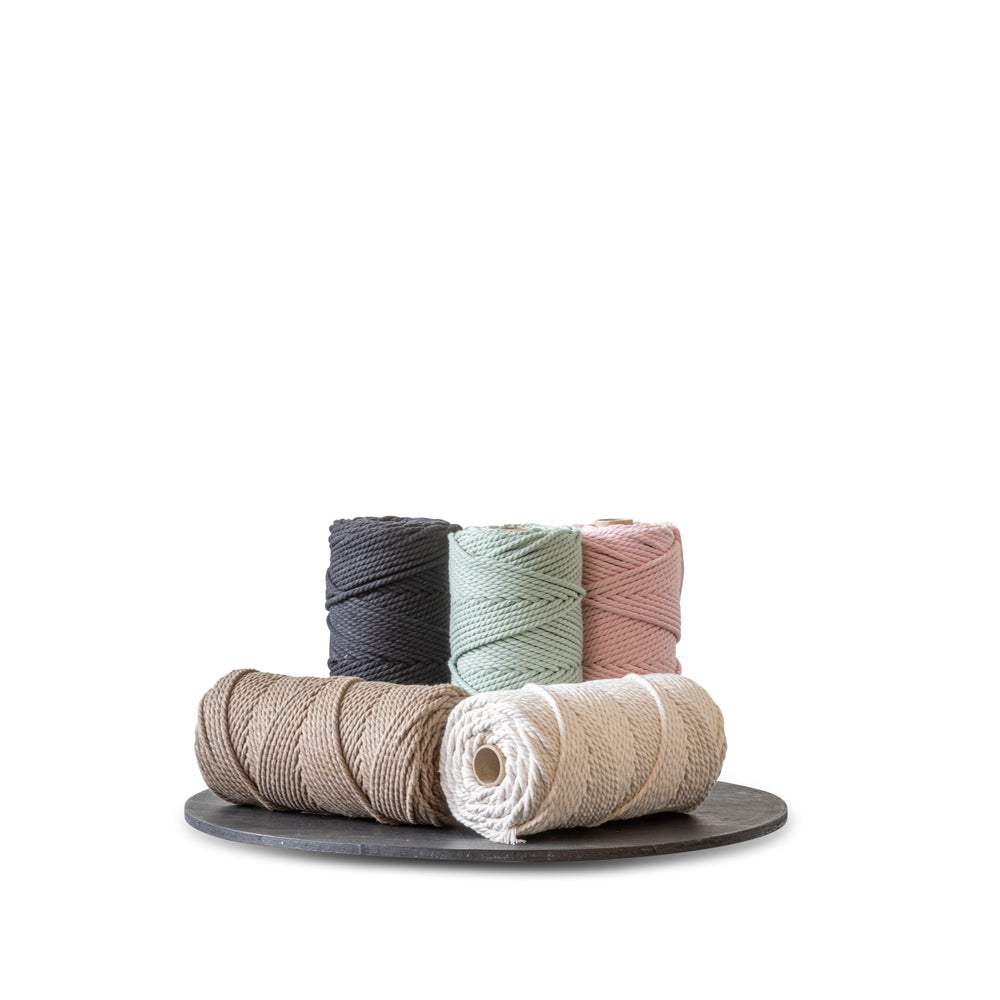 Macrame rope 5mm – brown – 100m – double-twisted recycled cotton