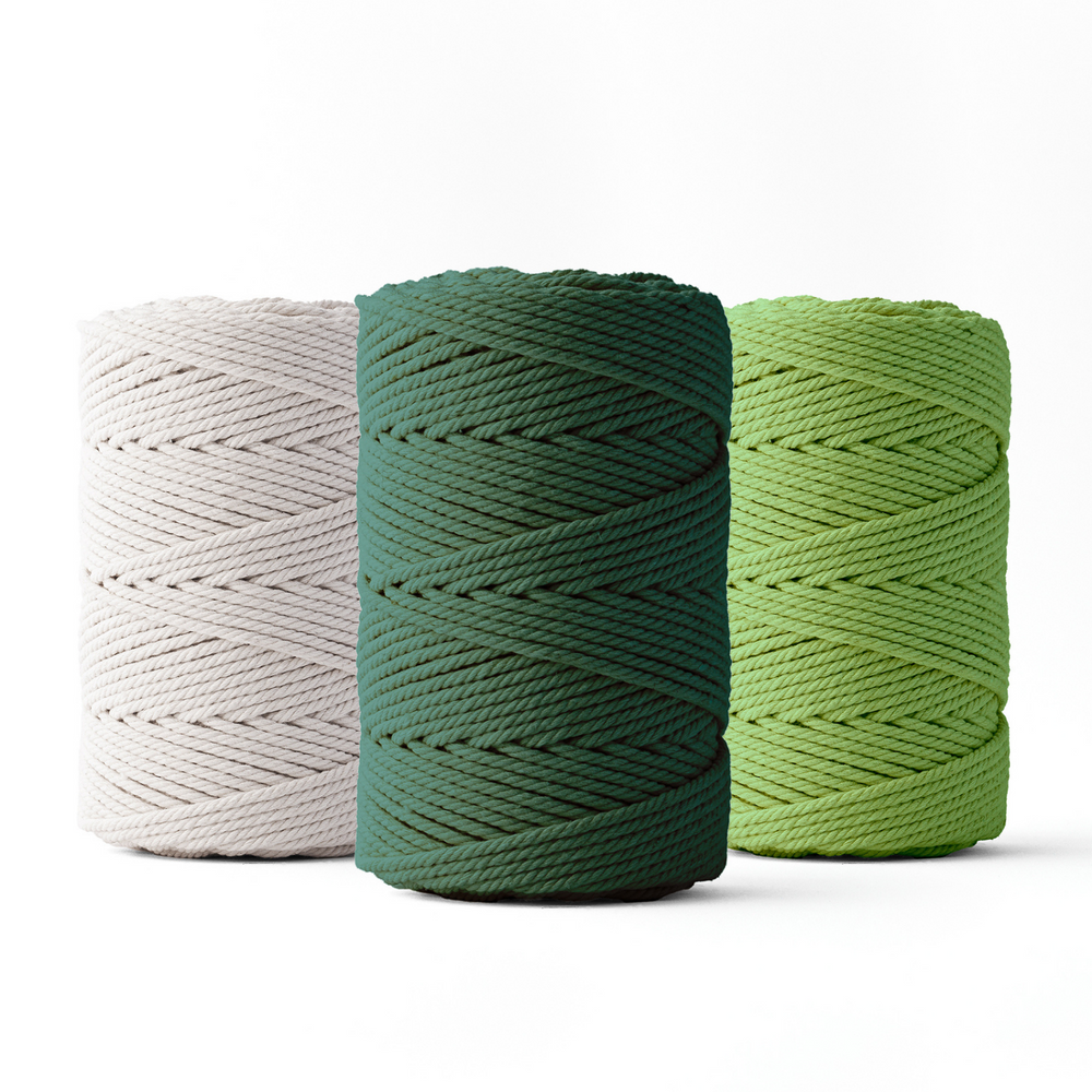 Macrame rope 2mm – green velvet – 70m – double-twisted recycled cotton