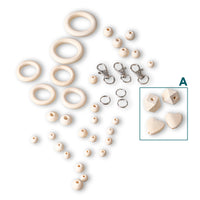 Perles et anneaux pour macramé - assortiment de 41 pièces