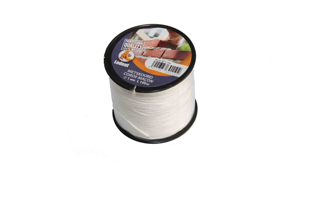 Nylon metskoord 1mm 100M wit