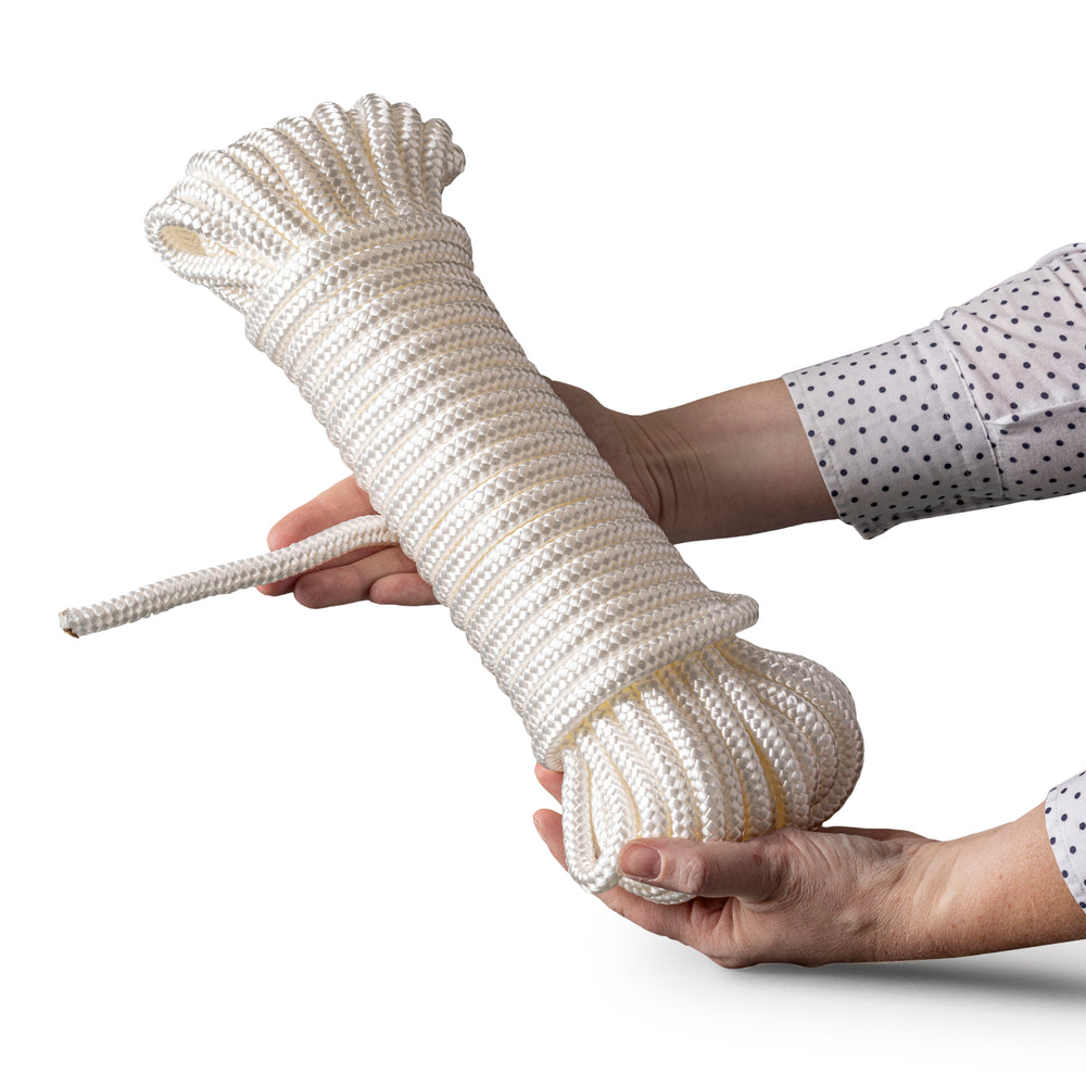 Corde en nylon 10 mm – blanche – 20 m – cordon tressé en polyamide