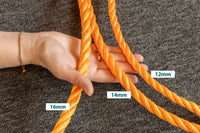 Twisted polypropylene rope 14 mm – 20 meters – orange – on mini roll